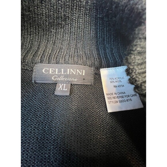 Cellini Collezione Men's XL Pullover Sweater Brown Wool Blend 90s 1/4 Zip - Picture 4 of 5